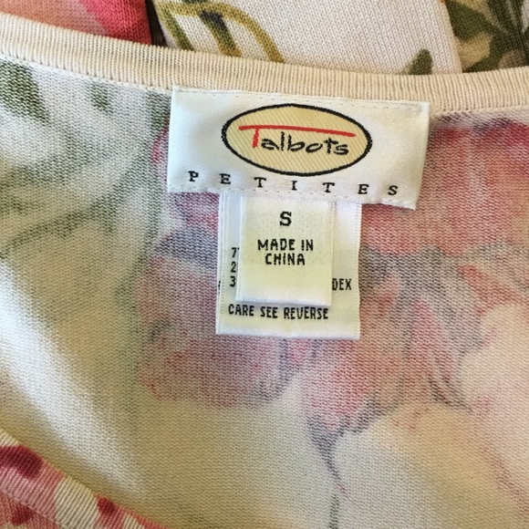 Talbots Petite Flowered Top, Size S, Cream & Pink - Picture 3 of 5